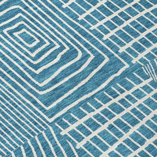 Piper Looms Chantille Geometric ACN990 Teal Machine Washable Area Rug Swatch Image