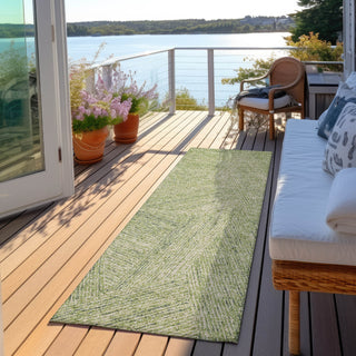 Piper Looms Chantille Lines ACN991 Aloe Machine Washable Area Rug Runner Outdoor Lifestyle Image Feature