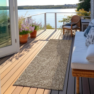Piper Looms Chantille Lines ACN991 Chocolate Machine Washable Area Rug Runner Outdoor Lifestyle Image Feature