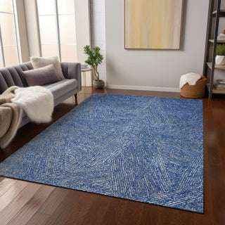 Piper Looms Chantille Lines ACN991 Navy Machine Washable Area Rug Lifestyle Image Feature