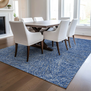 Piper Looms Chantille Lines ACN991 Navy Machine Washable Area Rug Lifestyle Image Feature