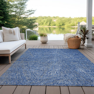 Piper Looms Chantille Lines ACN991 Navy Machine Washable Area Rug Outdoor Lifestyle Image Feature