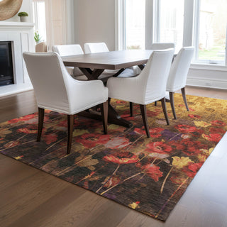 Piper Looms Chantille Floral ACN992 Gold Machine Washable Area Rug Lifestyle Image Feature