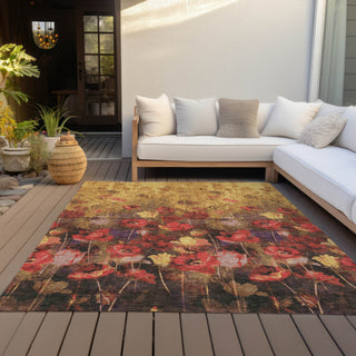Piper Looms Chantille Floral ACN992 Gold Machine Washable Area Rug Outdoor Lifestyle Image Feature