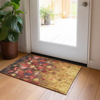 Piper Looms Chantille Floral ACN992 Gold Machine Washable Area Rug Scatter Lifestyle Image Feature
