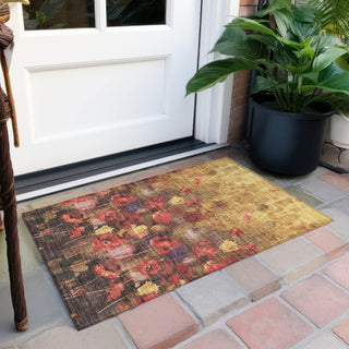 Piper Looms Chantille Floral ACN992 Gold Machine Washable Area Rug Scatter Outdoor Lifestyle Image Feature