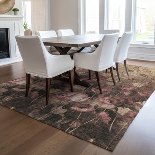 Piper Looms Chantille Floral ACN992 Taupe Machine Washable Area Rug Lifestyle Image Feature