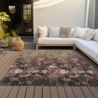 Piper Looms Chantille Floral ACN992 Taupe Machine Washable Area Rug Outdoor Lifestyle Image Feature