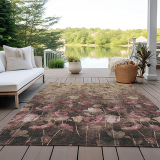 Piper Looms Chantille Floral ACN992 Taupe Machine Washable Area Rug Outdoor Lifestyle Image Feature
