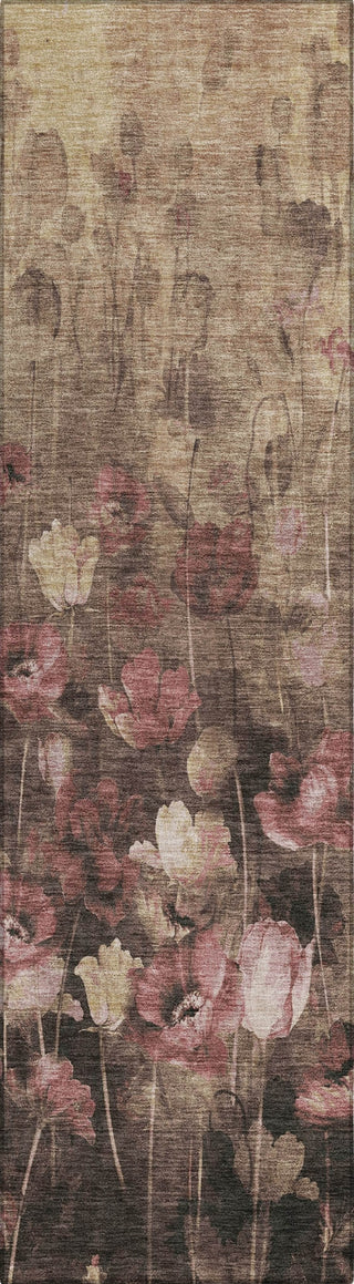 Piper Looms Chantille Floral ACN992 Taupe Machine Washable Area Rug Runner Main Image