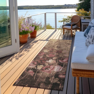 Piper Looms Chantille Floral ACN992 Taupe Machine Washable Area Rug Runner Outdoor Lifestyle Image Feature