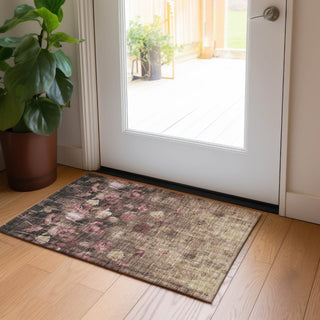 Piper Looms Chantille Floral ACN992 Taupe Machine Washable Area Rug Scatter Lifestyle Image Feature