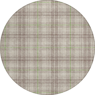Piper Looms Chantille Plaid ACN993 Beige Machine Washable Area Rug Round Main Image