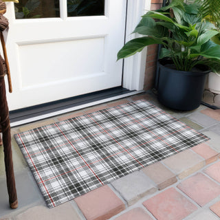 Piper Looms Chantille Plaid ACN993 Black Machine Washable Area Rug Scatter Outdoor Lifestyle Image Feature