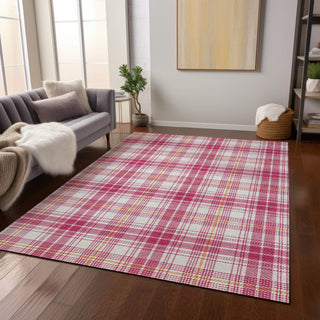 Piper Looms Chantille Plaid ACN993 Blush Machine Washable Area Rug Lifestyle Image Feature