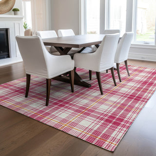 Piper Looms Chantille Plaid ACN993 Blush Machine Washable Area Rug Lifestyle Image Feature