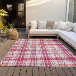 Piper Looms Chantille Plaid ACN993 Blush Machine Washable Area Rug Outdoor Lifestyle Image Feature