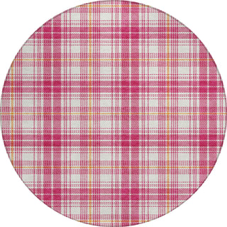 Piper Looms Chantille Plaid ACN993 Blush Machine Washable Area Rug Round Main Image