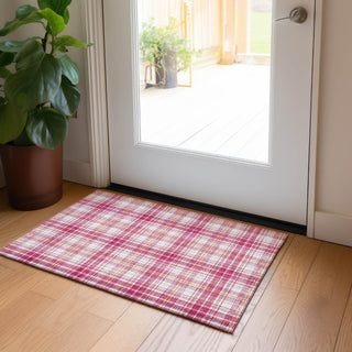 Piper Looms Chantille Plaid ACN993 Blush Machine Washable Area Rug Scatter Lifestyle Image Feature