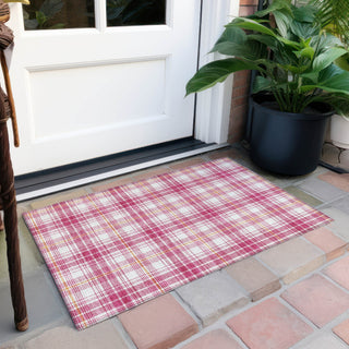 Piper Looms Chantille Plaid ACN993 Blush Machine Washable Area Rug Scatter Outdoor Lifestyle Image Feature