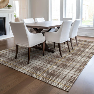 Piper Looms Chantille Plaid ACN993 Brown Machine Washable Area Rug Lifestyle Image Feature