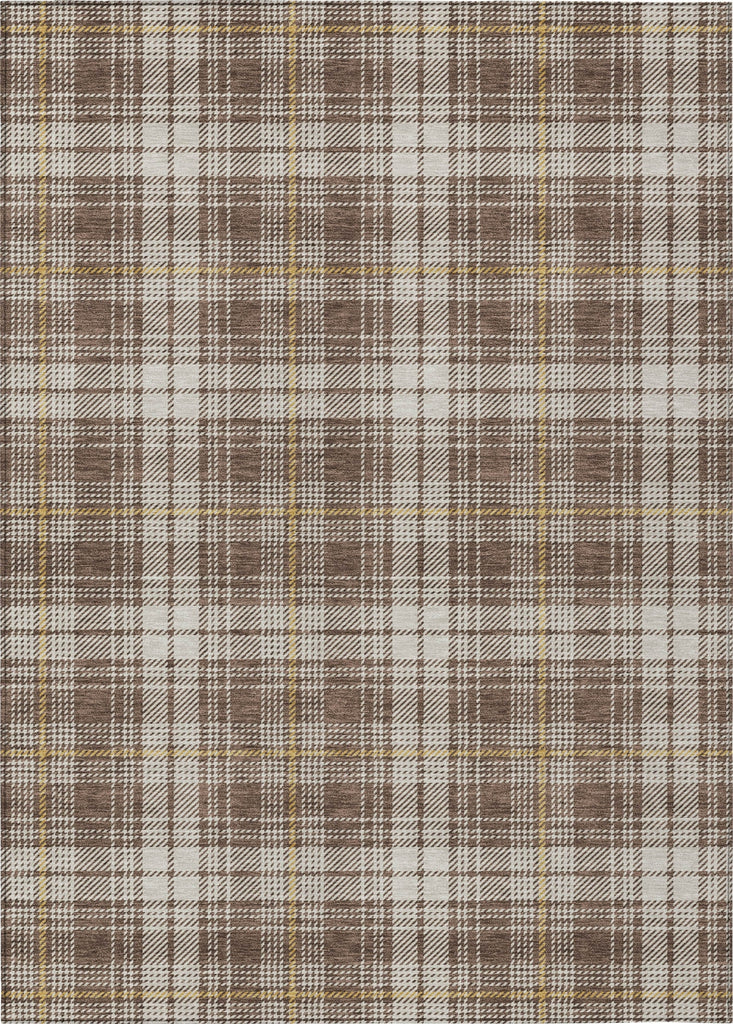 Piper Looms Chantille Plaid ACN993 Brown Machine Washable Area Rug main image