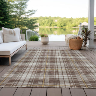 Piper Looms Chantille Plaid ACN993 Brown Machine Washable Area Rug Outdoor Lifestyle Image Feature
