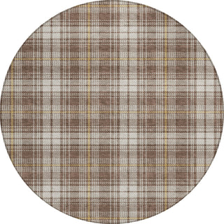 Piper Looms Chantille Plaid ACN993 Brown Machine Washable Area Rug Round Main Image
