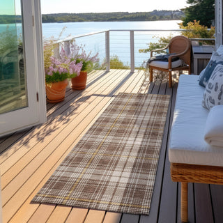 Piper Looms Chantille Plaid ACN993 Brown Machine Washable Area Rug Runner Outdoor Lifestyle Image Feature