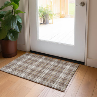 Piper Looms Chantille Plaid ACN993 Brown Machine Washable Area Rug Scatter Lifestyle Image Feature