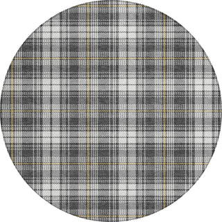 Piper Looms Chantille Plaid ACN993 Charcoal Machine Washable Area Rug Round Main Image
