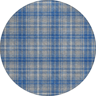 Piper Looms Chantille Plaid ACN993 Gray Machine Washable Area Rug Round Main Image