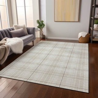 Piper Looms Chantille Plaid ACN993 Ivory Machine Washable Area Rug Lifestyle Image Feature