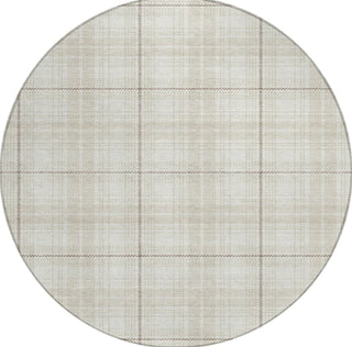 Piper Looms Chantille Plaid ACN993 Ivory Machine Washable Area Rug Round Main Image