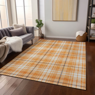 Piper Looms Chantille Plaid ACN993 Orange Machine Washable Area Rug Lifestyle Image Feature