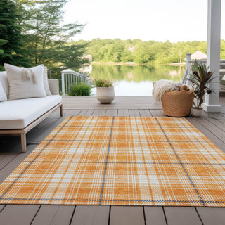 Piper Looms Chantille Plaid ACN993 Orange Machine Washable Area Rug Outdoor Lifestyle Image Feature