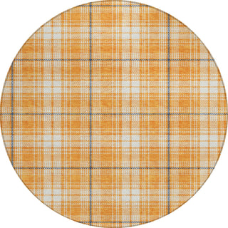 Piper Looms Chantille Plaid ACN993 Orange Machine Washable Area Rug Round Main Image
