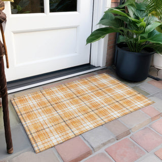 Piper Looms Chantille Plaid ACN993 Orange Machine Washable Area Rug Scatter Outdoor Lifestyle Image Feature