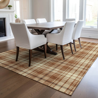 Piper Looms Chantille Plaid ACN993 Paprika Machine Washable Area Rug Lifestyle Image Feature