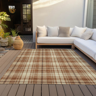 Piper Looms Chantille Plaid ACN993 Paprika Machine Washable Area Rug Outdoor Lifestyle Image Feature