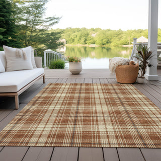 Piper Looms Chantille Plaid ACN993 Paprika Machine Washable Area Rug Outdoor Lifestyle Image Feature