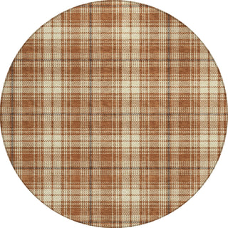 Piper Looms Chantille Plaid ACN993 Paprika Machine Washable Area Rug Round Main Image