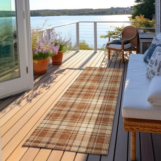 Piper Looms Chantille Plaid ACN993 Paprika Machine Washable Area Rug Runner Outdoor Lifestyle Image Feature