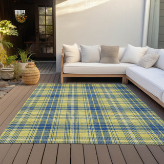 Piper Looms Chantille Plaid ACN993 Yellow Machine Washable Area Rug Outdoor Lifestyle Image Feature
