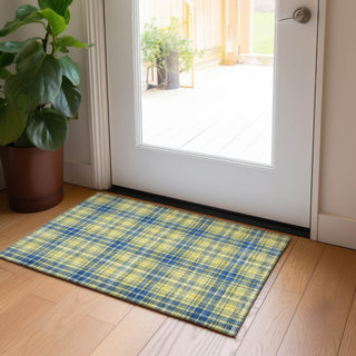 Piper Looms Chantille Plaid ACN993 Yellow Machine Washable Area Rug Scatter Lifestyle Image Feature