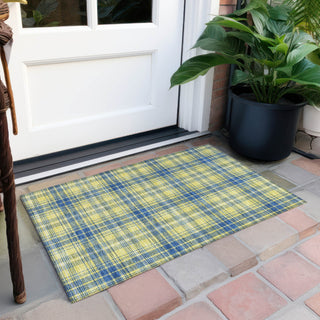 Piper Looms Chantille Plaid ACN993 Yellow Machine Washable Area Rug Scatter Outdoor Lifestyle Image Feature