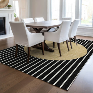 Piper Looms Chantille Stripes ACN994 Black Machine Washable Area Rug Lifestyle Image Feature