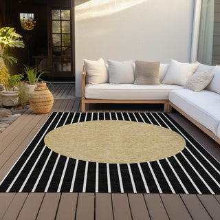 Piper Looms Chantille Stripes ACN994 Black Machine Washable Area Rug Outdoor Lifestyle Image Feature
