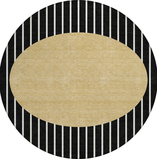 Piper Looms Chantille Stripes ACN994 Black Machine Washable Area Rug Round Main Image