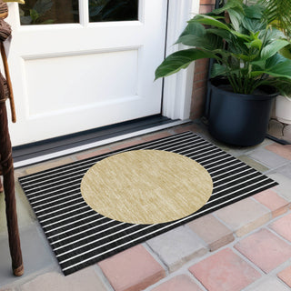 Piper Looms Chantille Stripes ACN994 Black Machine Washable Area Rug Scatter Outdoor Lifestyle Image Feature